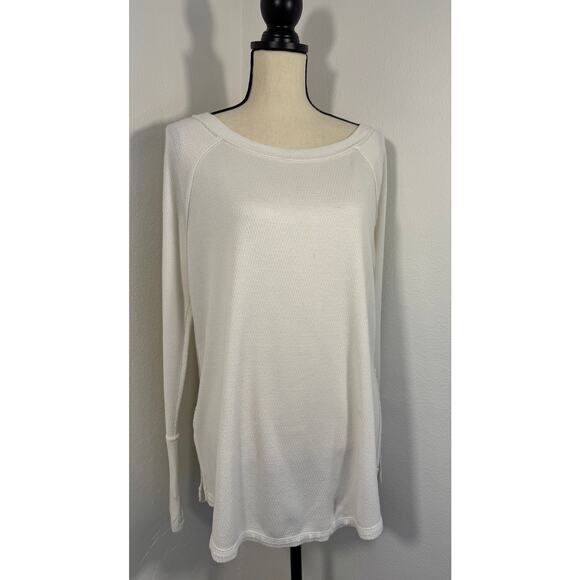 Free People White Thermal We the Free Long Sleeve Top Tee M Ivory Shirt - Picture 2 of 10